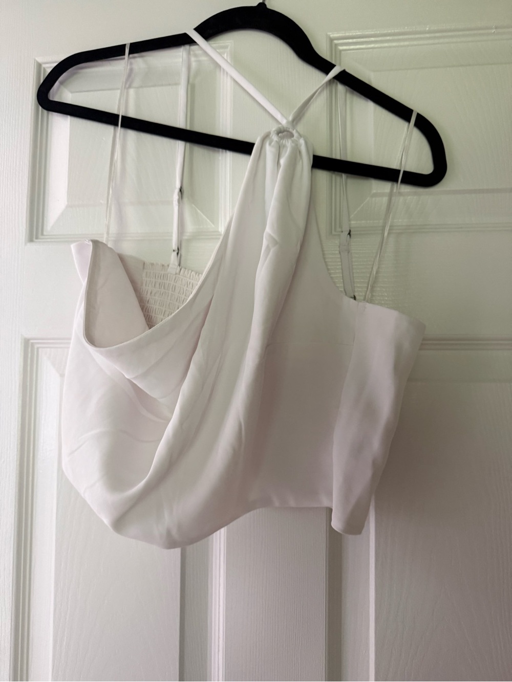 Abercrombie & Fitch White Draped Halter Crop Top